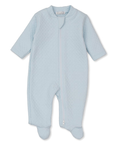 Kissy Kissy Jacquard Zip Footie - Light Blue