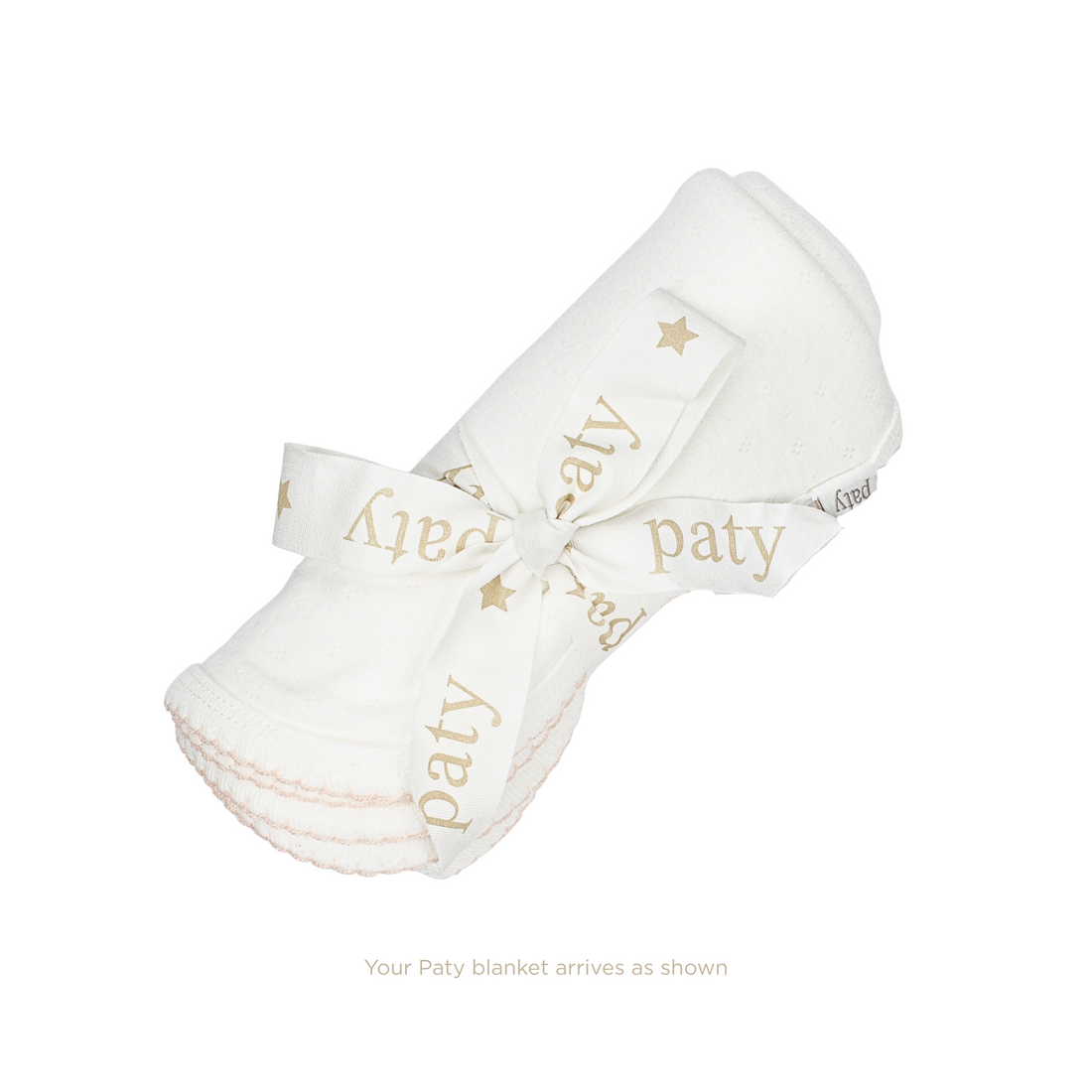 Pointelle Knit Swaddle Blanket: White with Pink Trim