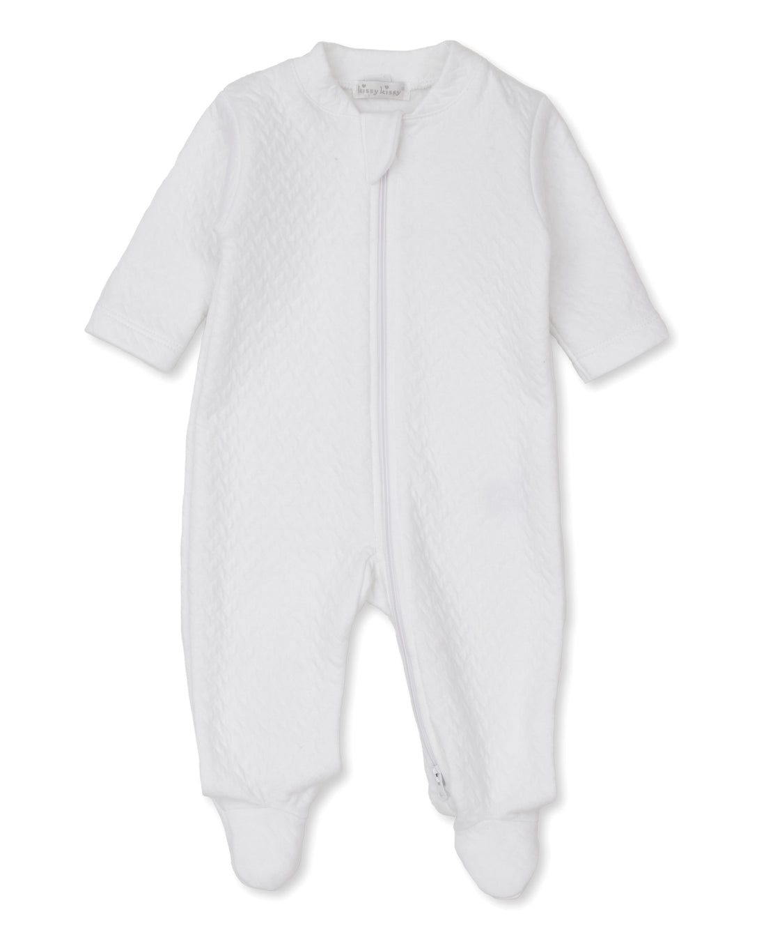 Kissy Kissy Jacquard Zip Footie: White