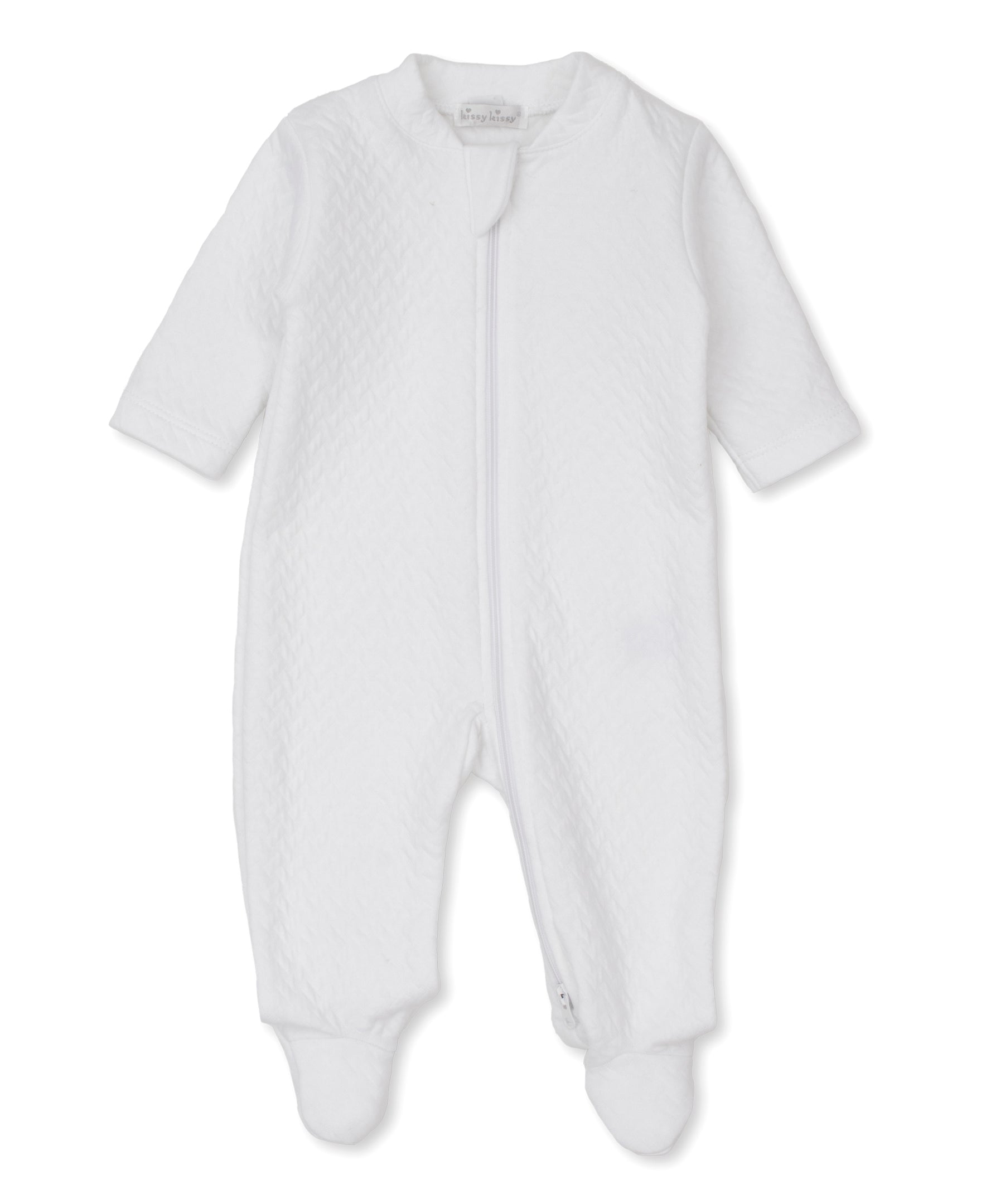 Kissy Kissy Jacquard Zip Footie: White