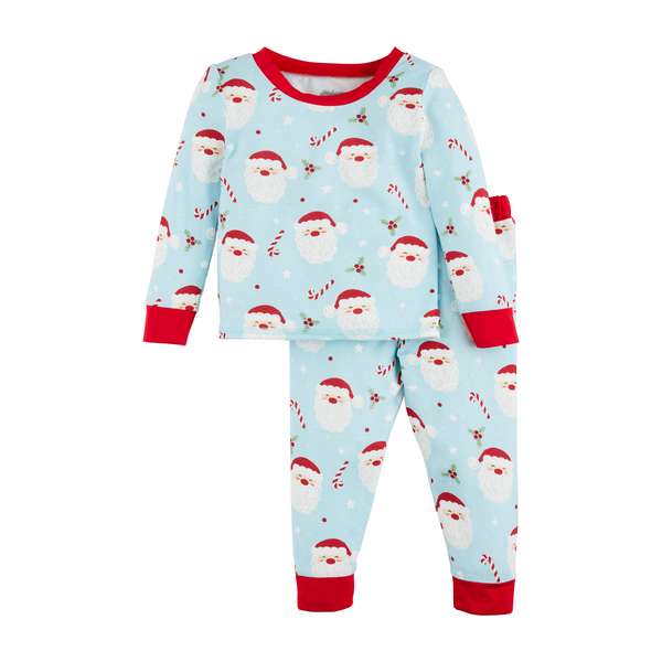 Light Blue Santa Glow-in-the-Dark Pajamas