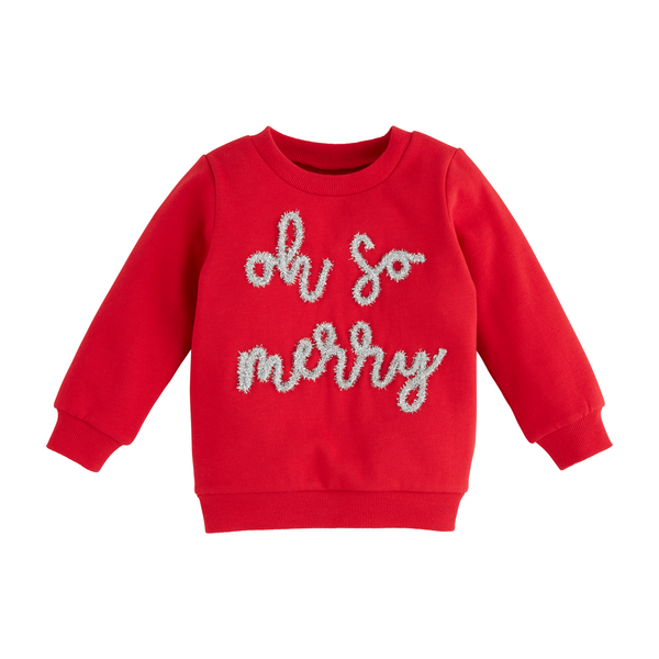 Red with Silver Sparkle &quot;Oh So Merry&quot; Toddler Sweatshirt