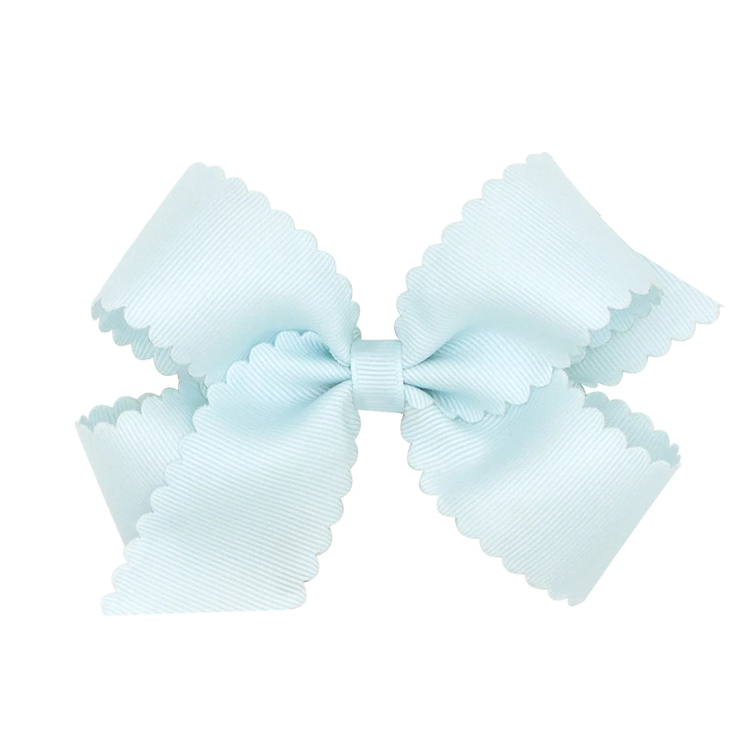 Grosgrain Hair Bow with Scalloped Edge: Blue Vapor