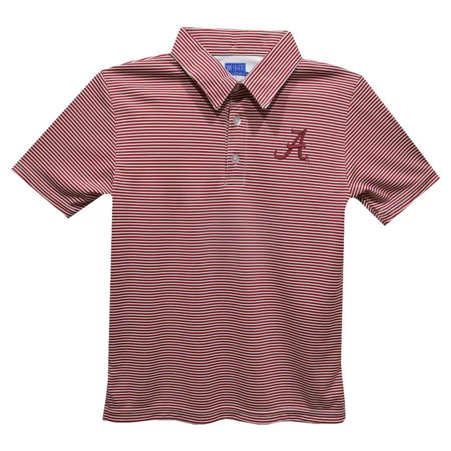 Alabama Crimson Tied Embroidered Stripe Polo