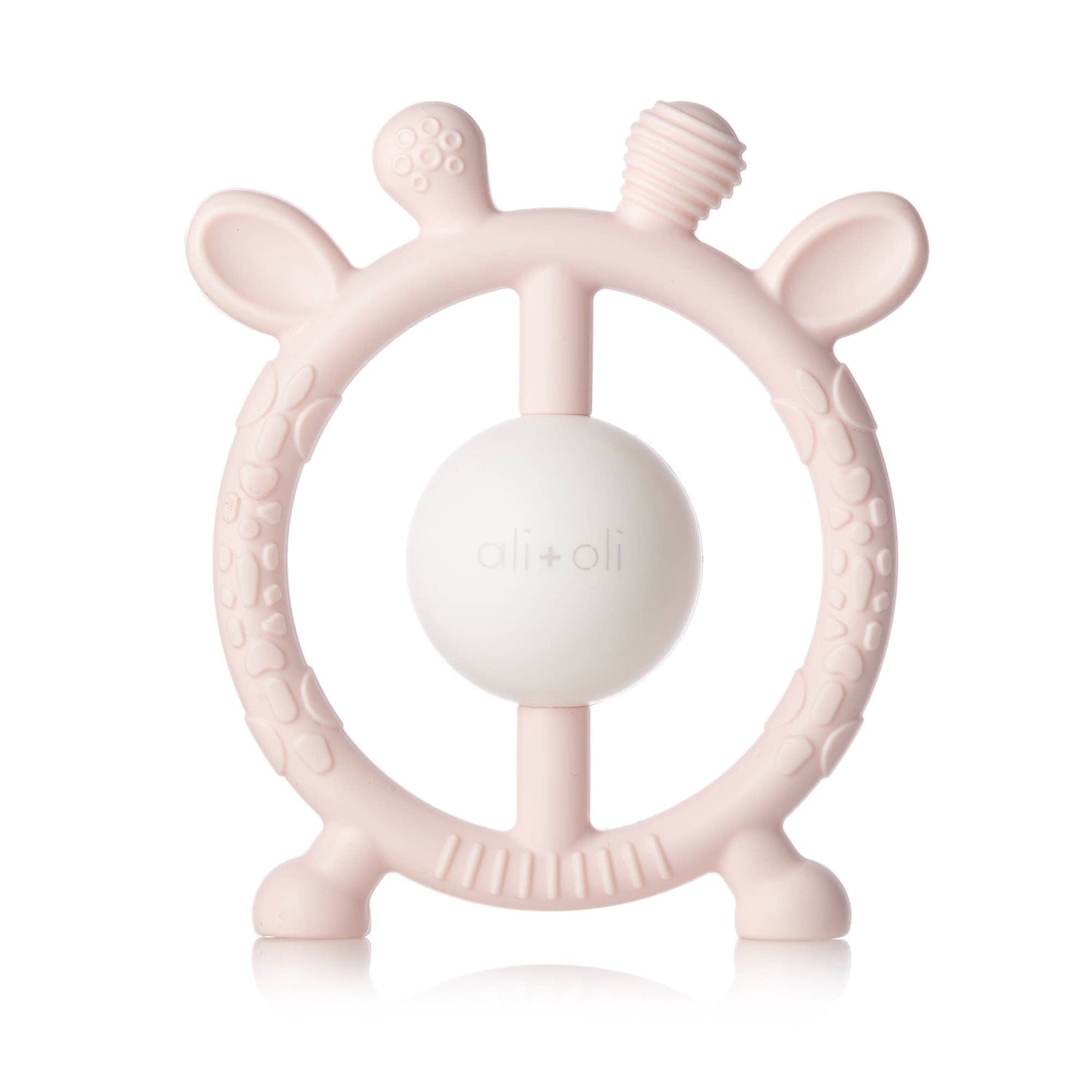 Giraffe Teether &amp; Rattle Food-Grade Silicone Toy: Pink