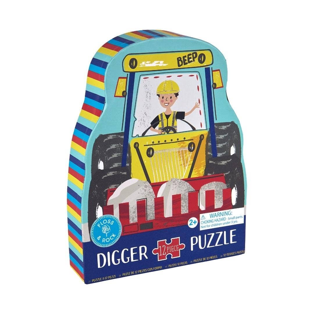 12pc Jigsaw with Shaped Box: Digger