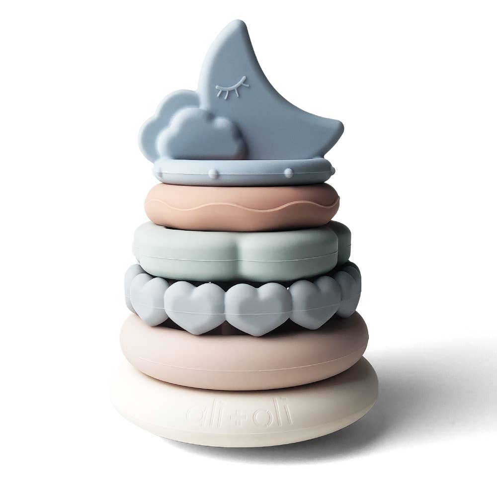 Soft Silicone Stacking Ring Tower (6-pc): Moon