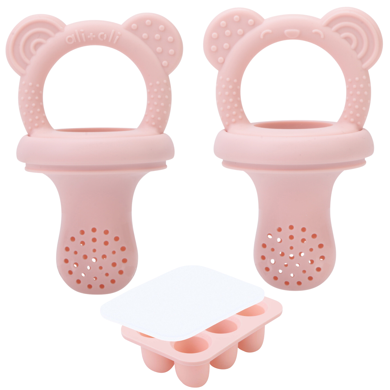 Food &amp; Fruit Pacifier Feeder &amp; Freezer Tray (Pink-Pink) 3pc